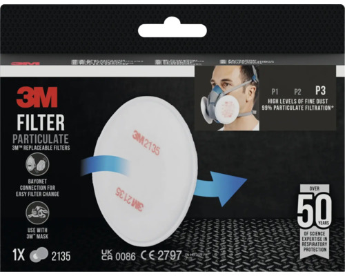 Filtre à particules fines 3M classe P3 avec un rendement de filtration de 99 % pour masques 3M