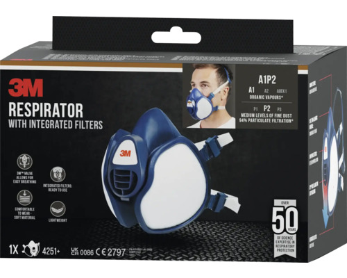 Masque respiratoire 3M avec filtres intégrés dans l’emballage