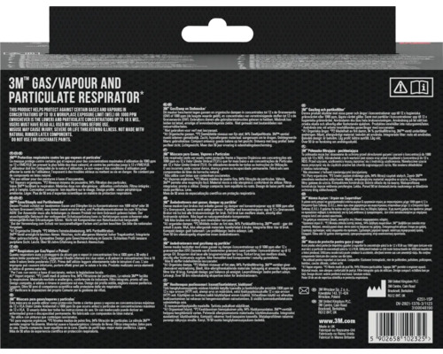 Informations sur un filtre à gaz, vapeurs et particules 3M