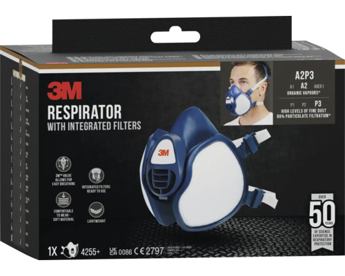 Emballage d'un respirateur 3M avec filtres intégrés