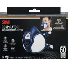 Masque respiratoire 3M avec filtres intégrés, adapté aux vapeurs organiques et aux fortes concentrations de poussières fines