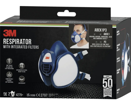 Masque respiratoire 3M avec filtres intégrés dans l'emballage