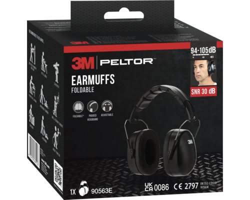 3M Peltor casque antibruit, pliable, avec bandeau réglable et rembourré, atténuation du bruit SNR 30 décibels