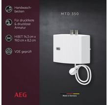 Chauffe-eau instantané compact AEG MTD 350 pour lavabos et robinetterie résistante à la pression, certifié VDE