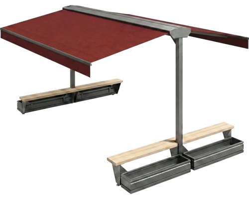 Double store avec banc et jardinières pour l'extérieur