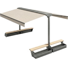 Doppelter Pavillon mit Sitzbänken und Pflanzkästen