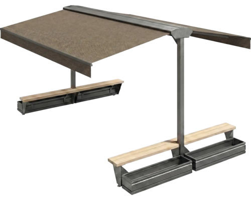 Groupe de sièges avec store et bacs à plantes intégrés pour le jardin