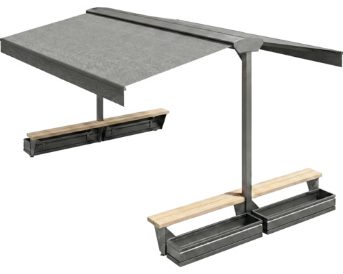 Überdachte Sitzgruppe mit Pflanzkästen für den Aussenbereich