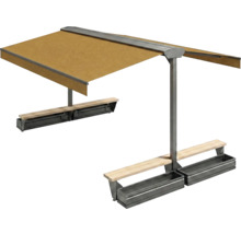 Store indépendant avec assise et jardinières pour l'extérieur