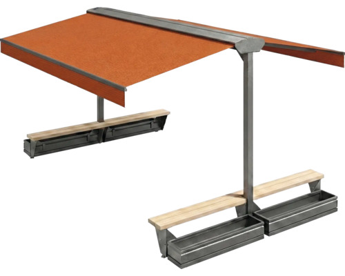 Store banne autoportant avec banc et jardinière pour le jardin