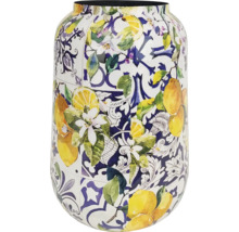 Vase mit Zitronen- und Blumenmuster