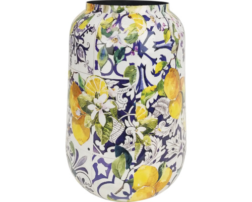 Vase mit Zitronen- und Blumenmuster
