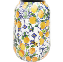 Dekorative Vase mit Zitronen-, Blumen- und Bienenmuster