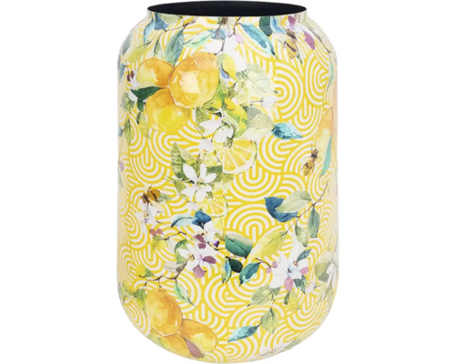 Dekorative Vase mit Zitronen, Blüten und Bienen Muster