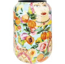 Dekorative Vase mit Pfirsich-, Blumen- und Frauengesichtsmuster