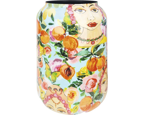 Dekorative Vase mit Pfirsich-, Blumen- und Frauengesichtsmuster