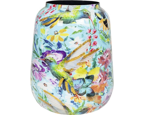 Dekorative Vase mit Blumen- und Vogelmuster