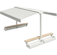 Pergola avec bancs et bacs à fleurs pour l'extérieur