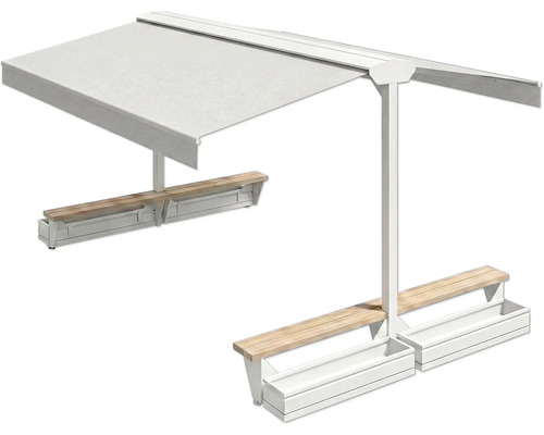 Pergola avec bancs et bacs à fleurs pour l'extérieur