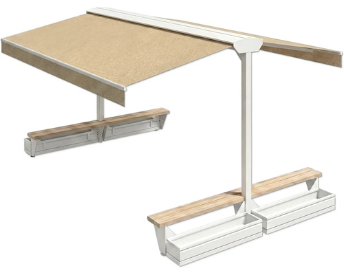 Terrassenüberdachung mit Bänken und Pflanzkästen