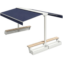 Freistehende Markise mit Sitzbank und Pflanzkasten für den Aussenbereich