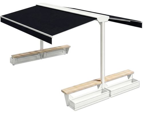 Sitzgruppe mit Markise und integrierten Pflanzkästen