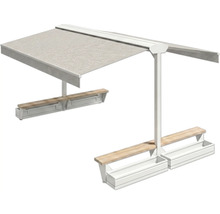 Pergola avec bancs et jardinières intégrés pour l'extérieur