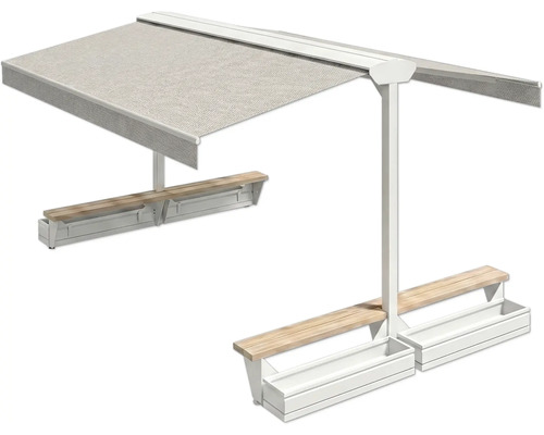 Pergola avec bancs et jardinières intégrés pour l'extérieur