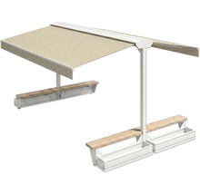 Sonnensegel mit Sitzbank und Pflanzkästen für den Aussenbereich