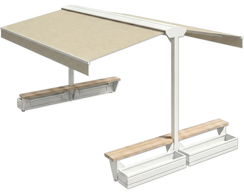 Sonnensegel mit Sitzbank und Pflanzkästen für den Aussenbereich