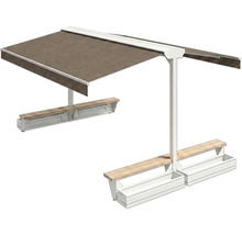 Freistehende Markise mit Sitzbank und Pflanzkästen für den Aussenbereich