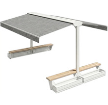 Groupe de sièges avec store et jardinières pour l'extérieur