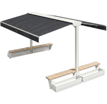 Pergola de terrasse autoportante avec bancs et jardinières