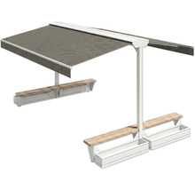 Pergola autoportante avec banc et jardinière