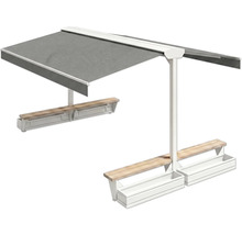 Ensemble de sièges couverts avec bacs à plantes pour l'extérieur