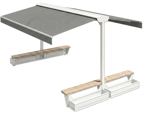 Ensemble de sièges couverts avec bacs à plantes pour l'extérieur