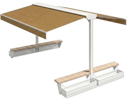 Pavillon mit Bänken und Pflanzkästen