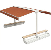 Store banne autoportant avec bancs et jardinières intégrés pour l'extérieur