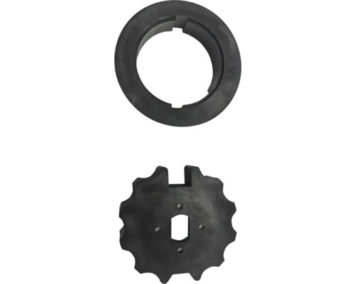 Zwei Maschinenteile, ein Ring und ein Zahnrad