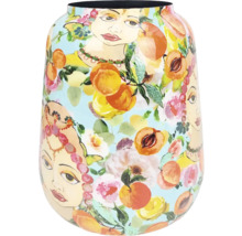 Dekorative Blumenvase mit Frauenmotiven und Pfirsichen
