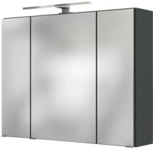Armoire de toilette trois portes avec éclairage LED et corps anthracite.