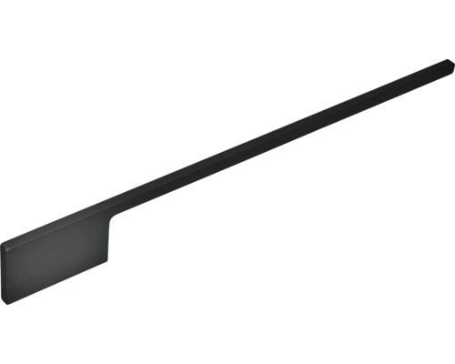 Schwarzer Möbelgriff aus Metall in moderner Profilform für Schränke und Schubladen.