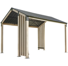 Freistehende Überdachung mit Satteldachkonstruktion.