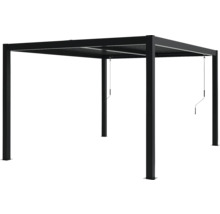 Pergola noire avec toit à lamelles pour l'ombrage dans le jardin