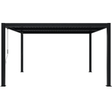 Pergola noire avec toit à lamelles pour le jardin