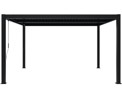 Pergola noire avec toit à lamelles pour le jardin