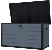 Geöffnete Gartenbox zur Aufbewahrung mit Schloss