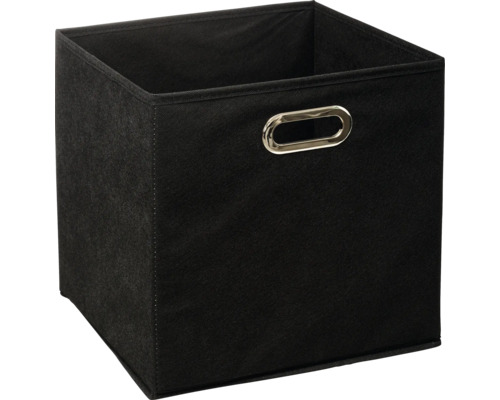 Boîte de rangement noire en tissu avec poignée