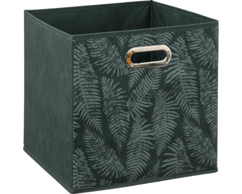 Boîte de rangement carrée avec motif de feuilles et poignée