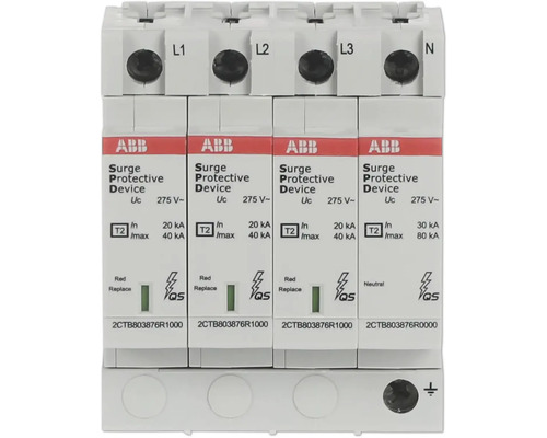 Überspannungsschutzgerät mit den Kennzeichnungen L1, L2, L3 und N